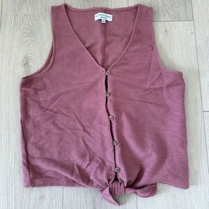 Madewell Mauve Button up Tie-Front Tank Top